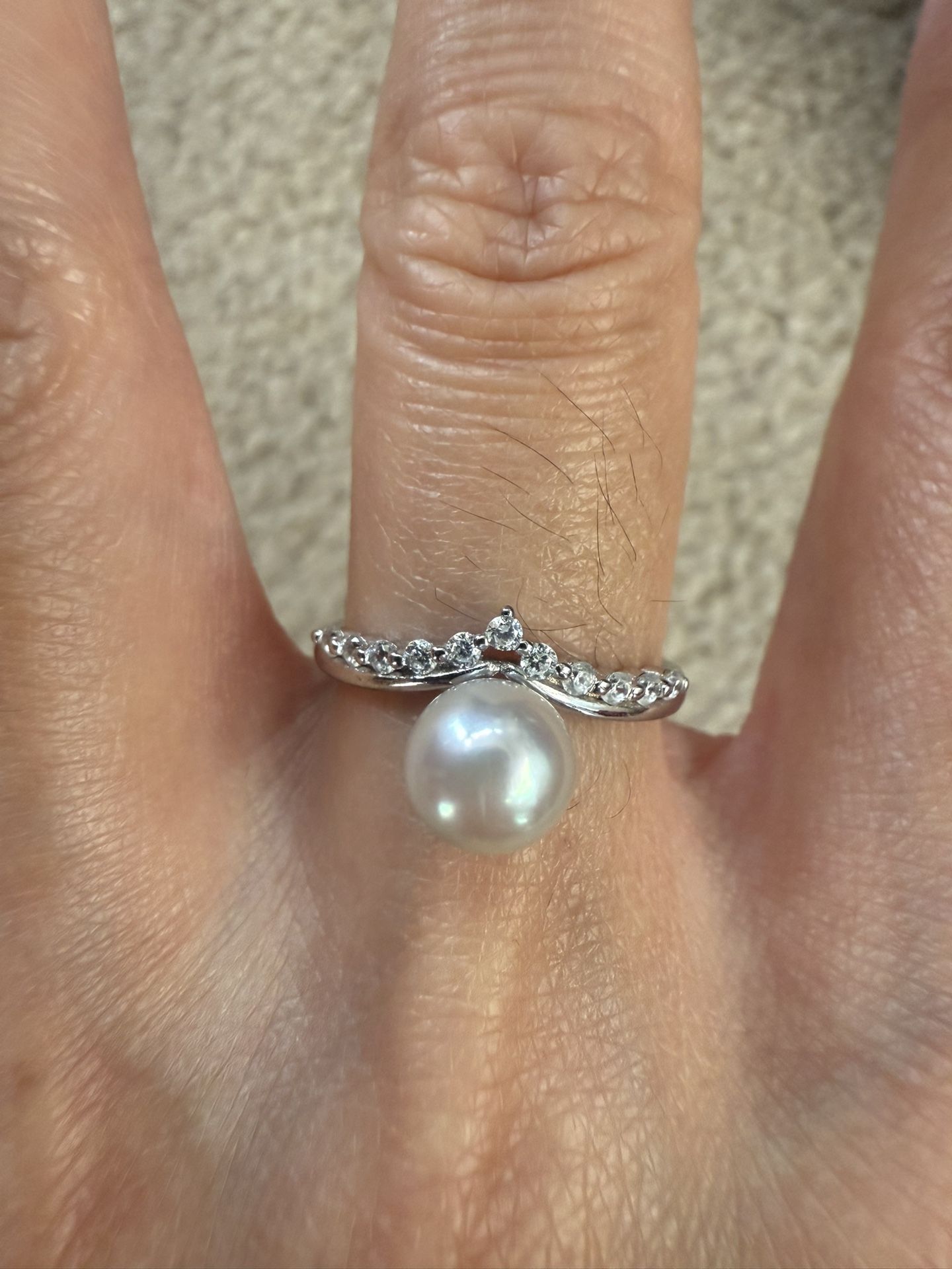 Brand New Akoya Pearl Ring Size Adjustable 925 Silver