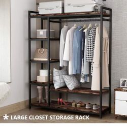❤️ LITTLE TREE Free standing Wood Closet Clothes Rack,