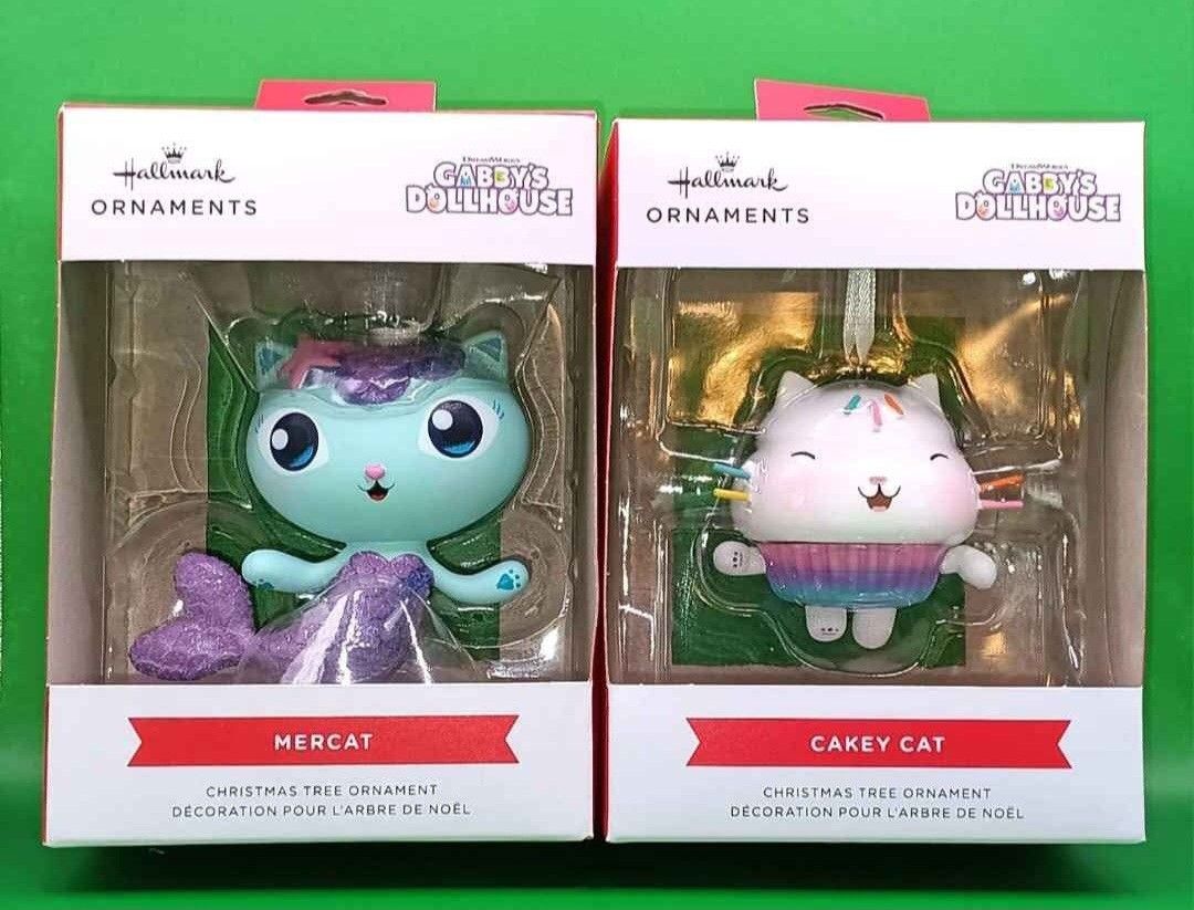 Gabby's Dollhouse MerCat & Cakey Cat Hallmark Ornaments