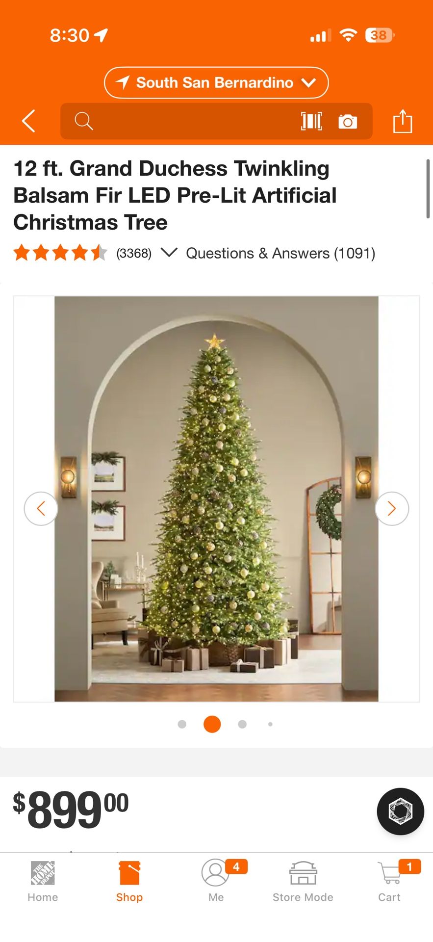 12 ft. Grand Duchess Twinkling Balsam Fir LED Pre-Lit Artificial Christmas Tree