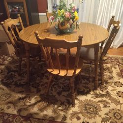 Vintage Wood Dining Table Set 