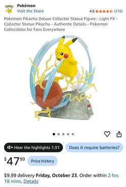Pokemon Pikachu Deluxe Collector Statue Figure - Light FX - Collector Statue Pikachu - Authentic Details - Pokemon Collectibles for Fans Everywhere