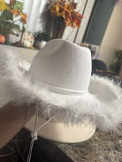 White Fuzzy Cowgirl Hat
