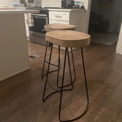 Wooden Counter Stool Pair 