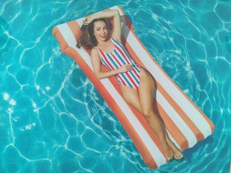 Orange and White Inflatable Pool Lounger