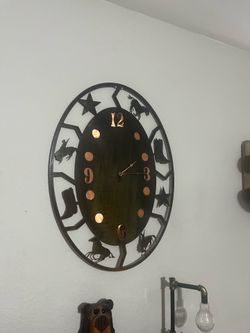 Beautiful Western Metal Horseshoe Copper Wall Clock