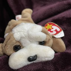 TY Wrinkles the Bulldog 1996 Rare Retired Beanie Baby (tag Stuck Won’t Open)