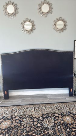Crate and barrel king size blue fabric headboard