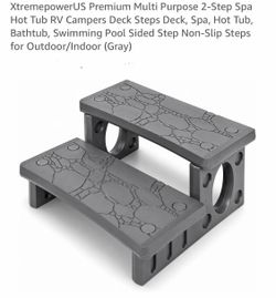 XtremepowerUS Premium Multi Purpose 2-Step Spa Hot Tub RV Campers Deck Steps Deck, Spa, Hot Tub, Bathtub, Swimming Pool Sided Step Non-Slip Steps 7516