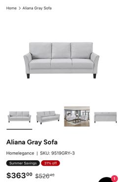 Aliana grey 3 seater couch