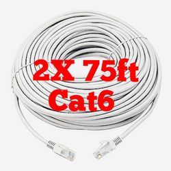 2X 75ft Cat6 Ethernet Network Cables 
