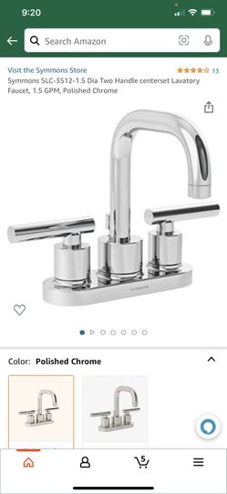 Symmons SLC-3512-1.5 Dia Two Handle centerset Lavatory Faucet, 1.5 GPM, Polished Chrome