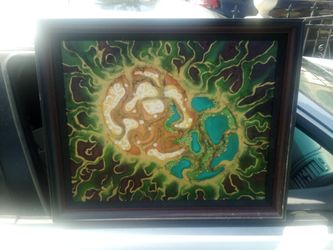 Cosmic abstract batik like oil painting