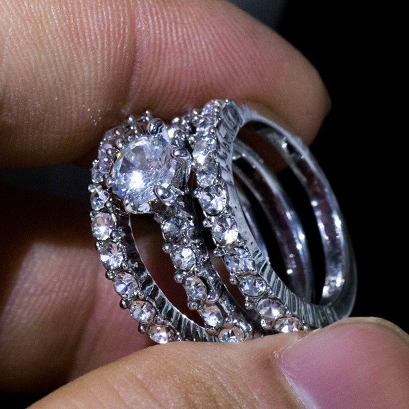 "3pcs/Set Shiny Gems Beautiful Wedding Eternity Ring for Women, EVGG1194
 