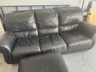 Plush Brown Leather Couch