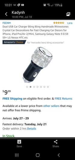 New dual USB car charger red bling