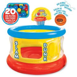 224]Little Tikes Slam Dunk Big Ball Pit, Inflatable Basketball Hoop and Balls for Kids Ages 3-6