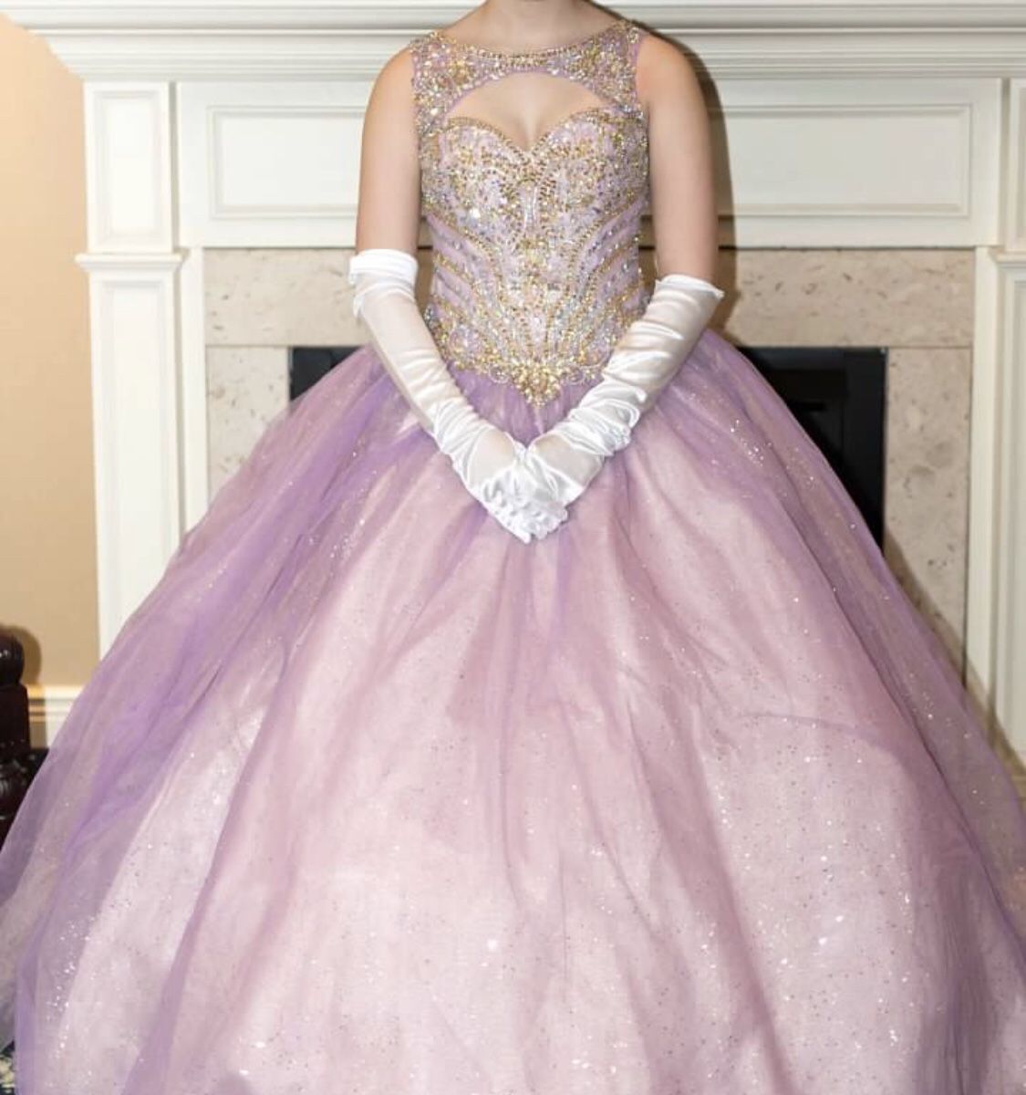 Pink And Gold Size 2 quinceanera Gown 