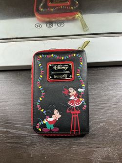 Mickey & Friends holiday string light zip around wallet