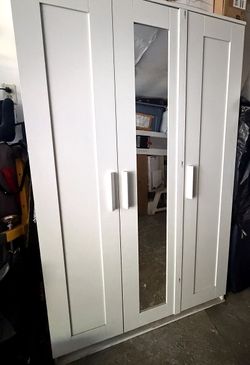 IKEA BRIMNES Wardrobe with 3 Doors + Mirror – White – $75