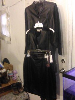 (Jaclyn Smith) Blk (4pc) Leather & Knit