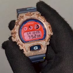 Brand New Custom G SHOCK Watch natural Diamonds Rose Gold ! 
