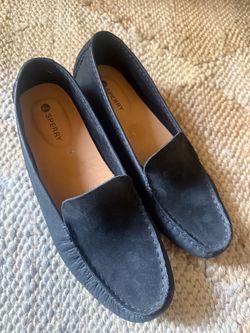 New Sperry black  Suede Loafers boat nautical women’s sz 10