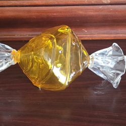 Vintage Yellow / Gold Acrylic Wrapped Candy Square Hinged 8" 