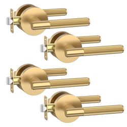 Asidrama 4 Pack Champagne Bronze Privacy Door Handles, Door Lever With Door Knobs Indoor For Bedroom Or Bathroom, Heavy Duty Door Handles Interior Wit