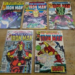LOT 5 IRON MAN MARVEL COMICS BOOKS 138 SEPT; 115 OCT; 131 FEB; 170 MAY; 87 JUNE