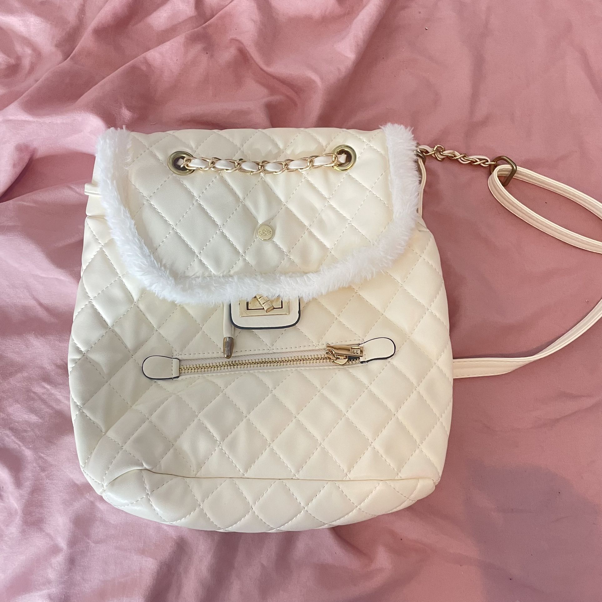 Faux Leather Quilted Backpack