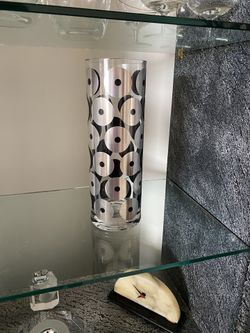 Signed Egizia For Sottass Sterling Silver Overlay Graphic Geometric Vase