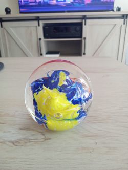 Vintage Glass Paperweight (Underwater Scene)