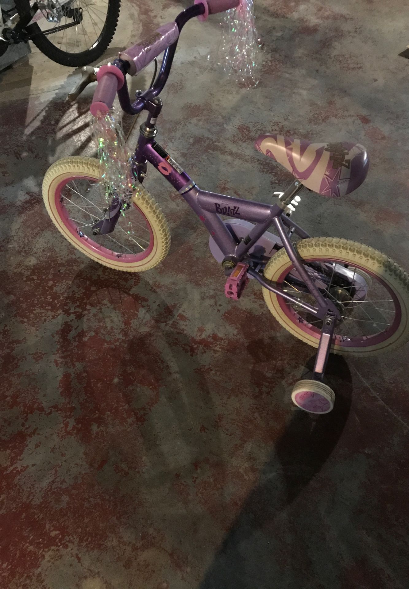 16” Bratz bike with training wheels.
