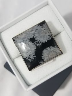 Snowflake obsidian ring