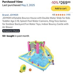 Inflatable Bounce House with Double Water Slide for Kids 