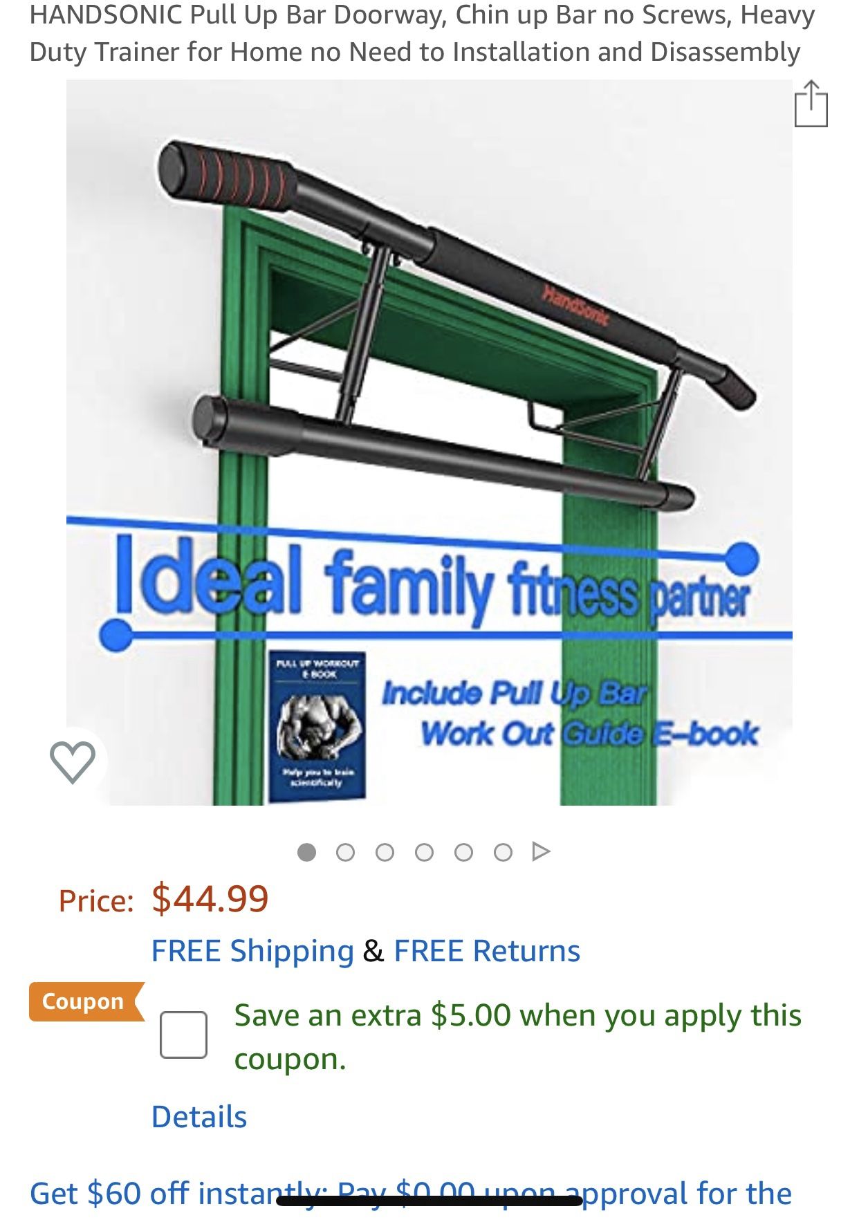 Pull Up Bar Doorway, Chin up Bar no Screws, Heavy Duty Trainer for Home