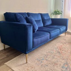 Blue Microfiber Velvet Sofa