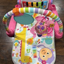 Fisher-Price Glow and Grow Kick & Play Piano Gym Baby Playmat with Musical Learning Toy, Pink