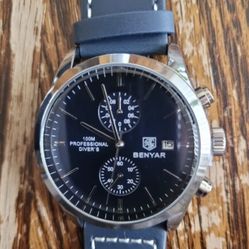 BENYAR Men's Leather Quartz Waterproof Multifunction Chronograph Sports Watch 