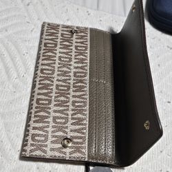 DKNY Folding Wallet, Snap Close, Canvas, Brown, Cards/cash/coins