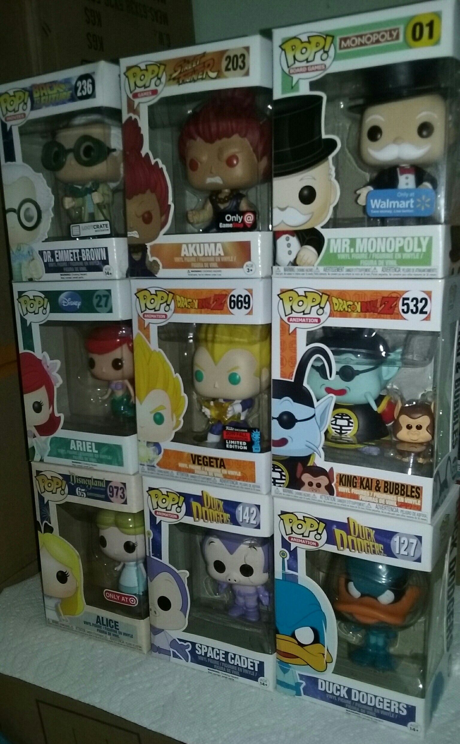 funko pop ariel-alice-mr.monopoly-akuma-dragonball z