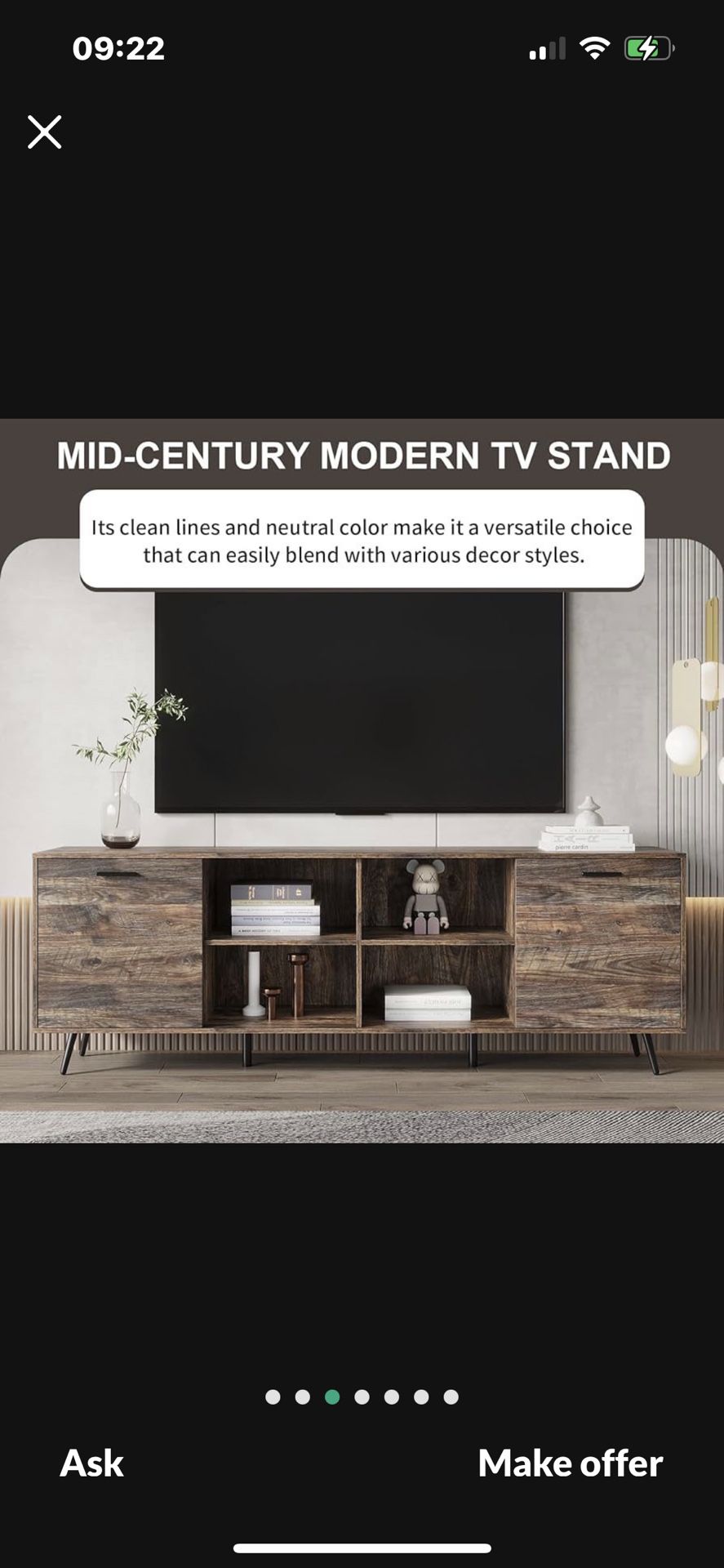 TV Stand Mid-Century Wood TV Cabinet for 80 Inch TV,Media Console TV Entertainment Center, Television Table with 2 Storage Cabinet & Open Shelves, Con