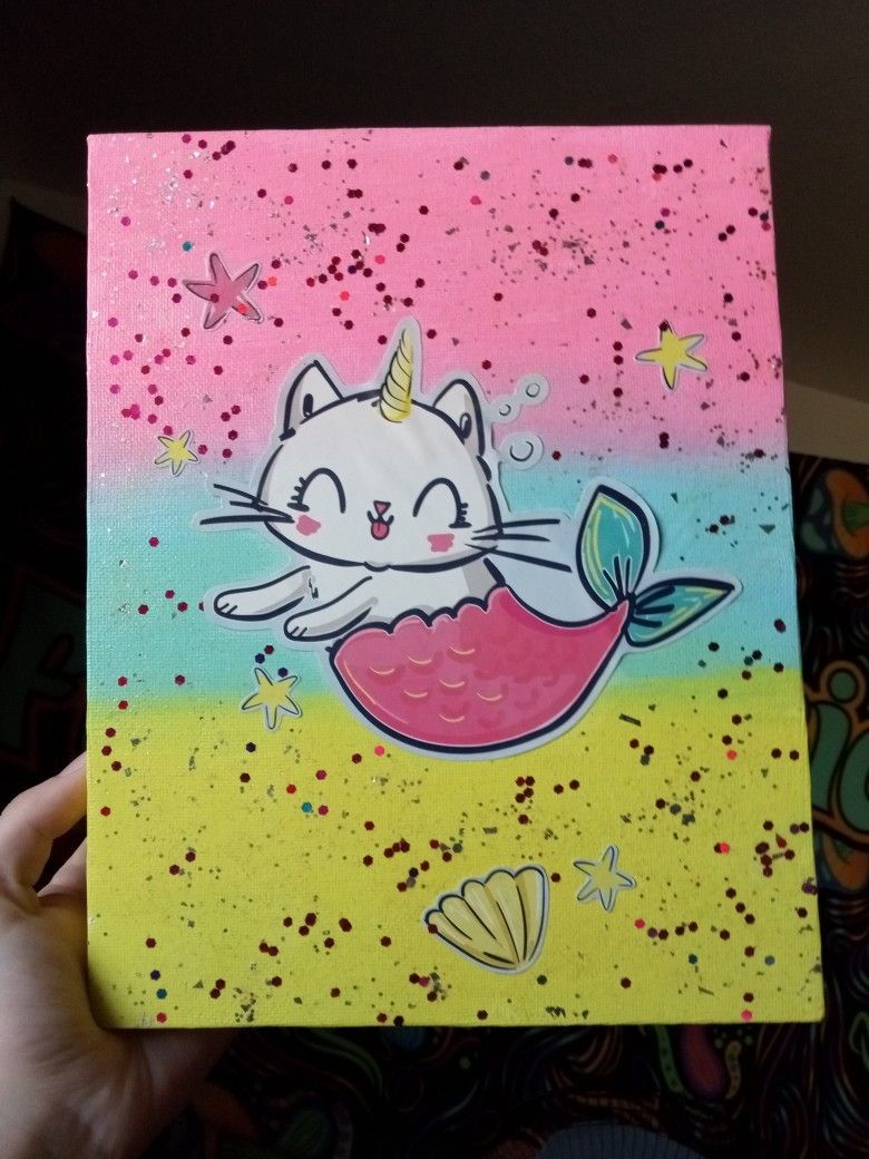Cat Mermaid Painting 