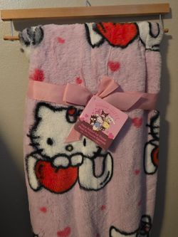 Hello Kitty Faux Rabbit Fur Throw Blanket