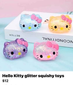 Hello kitty glitter squishy toys🩷❤️💜