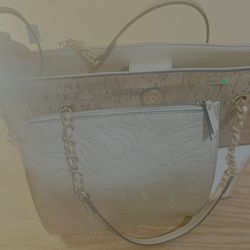 Anne Klein Brand new cork and metallic tote bag with attached makeup bag clutch