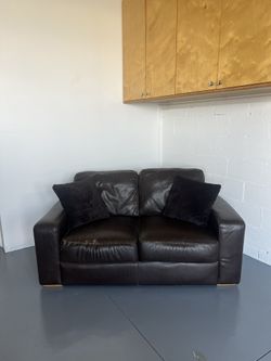 Brown leather couch