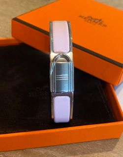 New Authentic HERMES Hermes H Clic Cadenas Bracelet Rose Dragee SHW PM