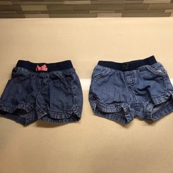2pcs Girl Jeans Shots With Great Condition, Size: 4/5